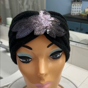 Chic Black Sequin Embellished Headband